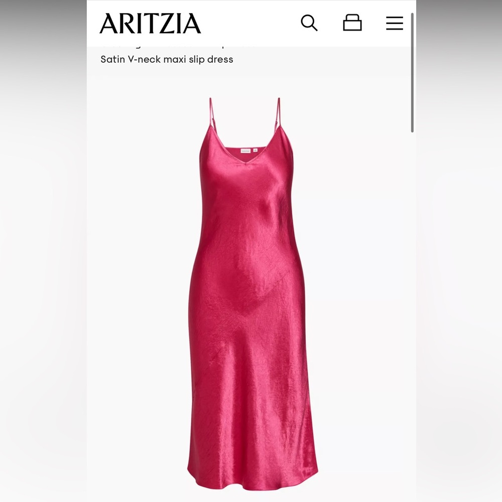 Aritzia Kinji Pink Satin Midi Dress Small
